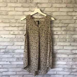 Maurices Black & Cream Patterned Tank Top Sz M